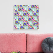 Paarse en blauwe vloerpleinen Zigzags Canvas Afdruk (Insitu (Woonkamer))