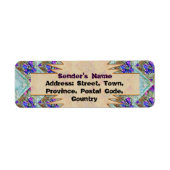 Paarse en blauwe vloerpleinen Zigzags Etiket (Voorkant)