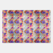 Paarse en blauwe vloerpleinen Zigzags Inpakpapier Vel (Voorkant 2)