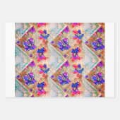 Paarse en blauwe vloerpleinen Zigzags Inpakpapier Vel (Voorkant)