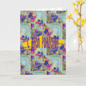 Paarse en blauwe vloerpleinen Zigzags Kaart (Gele Bloem)