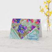 Paarse en blauwe vloerpleinen Zigzags Kaart (Gele Bloem)