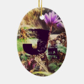 Paarse en blauwe vloerpleinen Zigzags Keramisch Ornament (Achterkant)