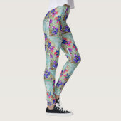 Paarse en blauwe vloerpleinen Zigzags Leggings (Rechts)