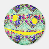 Paarse en blauwe vloerpleinen Zigzags Magneet (Voorkant)