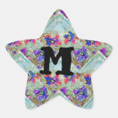 Paarse en blauwe vloerpleinen Zigzags Ster Sticker (Voorkant)