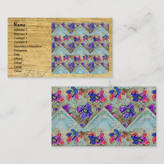 Paarse en blauwe vloerpleinen Zigzags Visitekaartje (Voorkant / Achterkant)