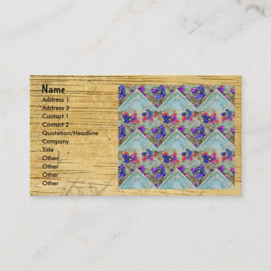 Paarse en blauwe vloerpleinen Zigzags Visitekaartje (Voorkant)