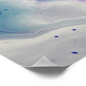 Paarse en blauwe vocht Abstracte moderne marmerkun Poster (Hoek)