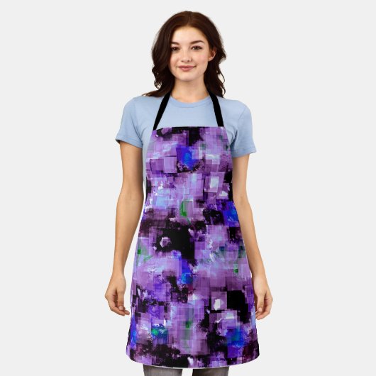 Paarse en Blauwe Volledige Schort (Gedragen)