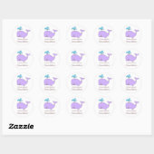 Paarse en blauwe walvis Boekplaten Ronde Sticker (Vel)