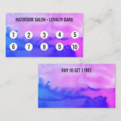 Paarse en blauwe Waterverf Abstract 10 Klantenkaartje (Voorkant / Achterkant)