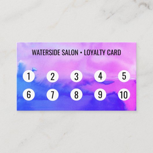 Paarse en blauwe Waterverf Abstract 10 Klantenkaartje (Voorkant)