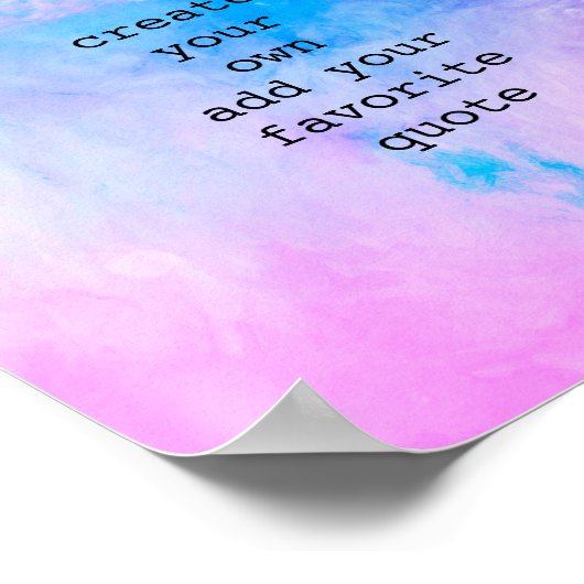 paarse en blauwe waterverf abstract voeg een citaa poster (Hoek)