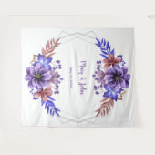 Paarse en blauwe waterverf bloem foto achtergrond wandkleed (Voorkant (horizontaal))