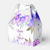 Paarse en blauwe waterverf bloemen bloemen trouwer bedankdoosjes (Voorkant Zijde)