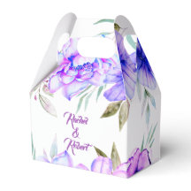 Paarse en blauwe waterverf bloemen bloemen trouwer