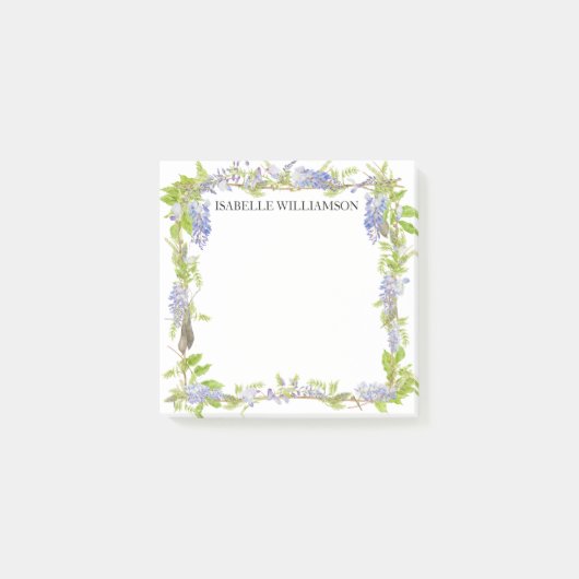 Paarse en Blauwe Waterverf Bloemen, Gepersonalisee Post-it® Notes (Voorkant)
