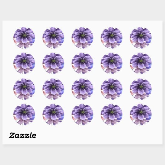 Paarse en Blauwe Waterverf Bloemen Wedding Seal Ronde Sticker (Vel)