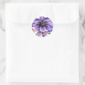 Paarse en Blauwe Waterverf Bloemen Wedding Seal Ronde Sticker (Tas)