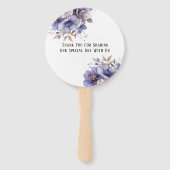 Paarse en blauwe Waterverf bloemenbruiloft Handwaaier (Achterkant)