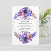 Paarse en blauwe Waterverf bloemenrepetitie diner Kaart (Staand voorkant)