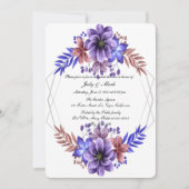 Paarse en blauwe Waterverf bloemenrepetitie diner Kaart (Voorkant)