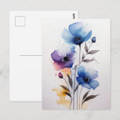 Paarse en Blauwe Waterverf Briefkaart (Voorkant / Achterkant)