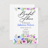 Paarse en blauwe waterverf florale uitnodiging (Voorkant / Achterkant)