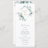 Paarse en blauwe Waterverf Flowers Wedding Program (Voorkant / Achterkant)