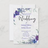 Paarse en blauwe waterverf huwelijksuitnodiging kaart (Voorkant)