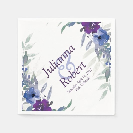 Paarse en blauwe waterverf luiers servet (Voorkant)