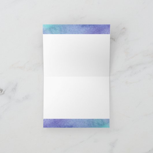 Paarse en blauwe Waterverf met witte dank Bedankkaart (Binnen)