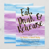 Paarse en blauwe Waterverf repetitie Kaart (Voorkant / Achterkant)