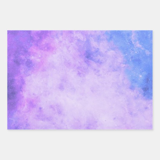 Paarse en blauwe Waterverf ruimteas Inpakpapier Vel (Voorkant 3)