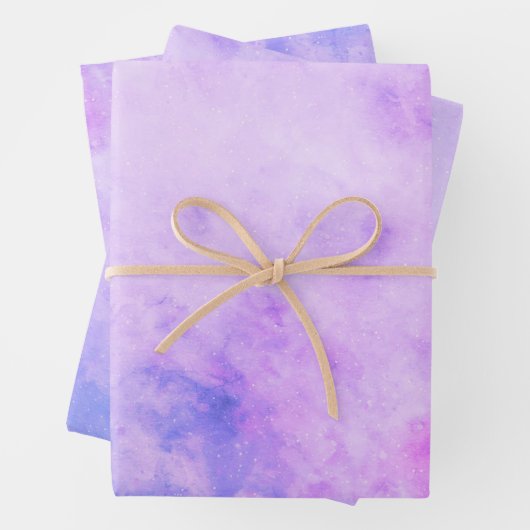 Paarse en blauwe Waterverf ruimteas Inpakpapier Vel (In situ)