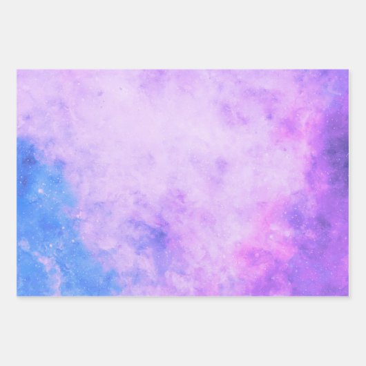 Paarse en blauwe Waterverf ruimteas Inpakpapier Vel (Voorkant)