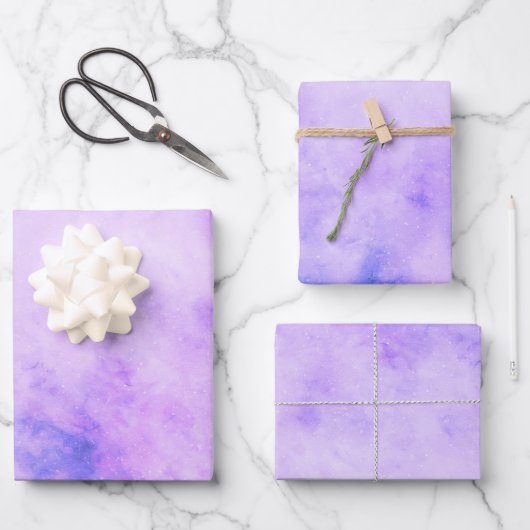 Paarse en blauwe Waterverf ruimteas Inpakpapier Vel (Voorkant)