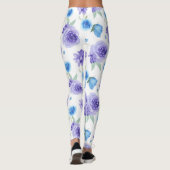 Paarse en blauwe waterverven bloemen patroon leggings (Achterkant)