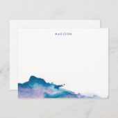 Paarse en Blauwe Waterverven Dankjewel Kaarten (Voorkant / Achterkant)