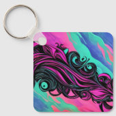 Paarse en blauwe wervelende kunst Bord Sleutelhanger (Voorkant)