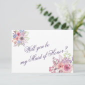 Paarse en blauwe Wildbloem "Maid of Honor"-kaart Kaart (Staand voorkant)