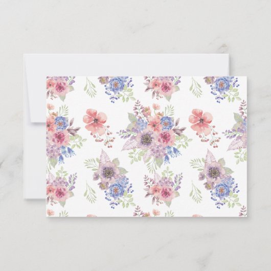 Paarse en blauwe Wildbloem "Maid of Honor"-kaart Kaart (Achterkant)