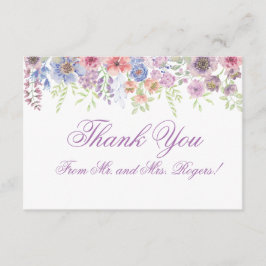 Paarse en blauwe wilde bloem Hartelijk dank Informatiekaartje