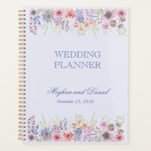 Paarse en blauwe wilde bloemen planner (Voorkant)