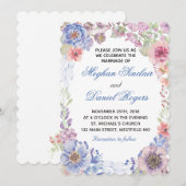 Paarse en blauwe wilde bloemen Weddenschap Kaart (Voorkant / Achterkant)