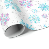 Paarse en blauwe wintersneeuwvlokken cadeaupapier (Rol Hoek)