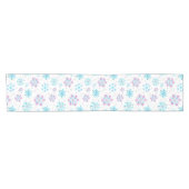 Paarse en blauwe wintersneeuwvlokken korte tafelloper (Horizontaal)