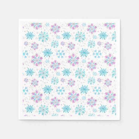 Paarse en blauwe wintersneeuwvlokken servet (Voorkant)