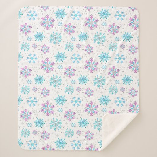 Paarse en blauwe wintersneeuwvlokken sherpa deken (Voorkant)
